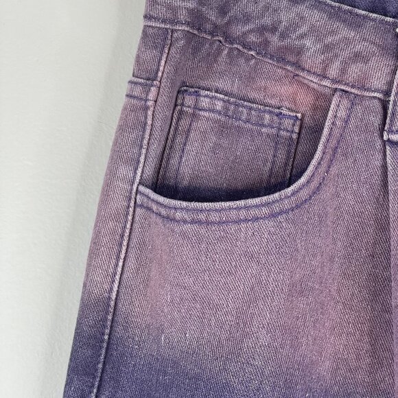 Skater Grunge Cyber Punk Womens Wide Leg Flare Jeans Cargo Pockets 28” x 29.5” - Picture 6 of 15